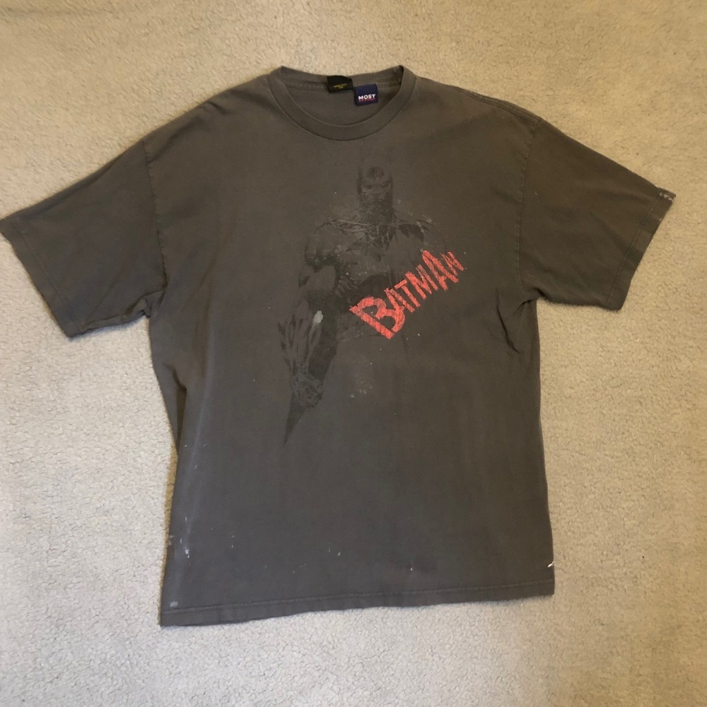2008 Batman DC Comics T-Shirt XL Faded Grey Promo Graphic Tee Distressed